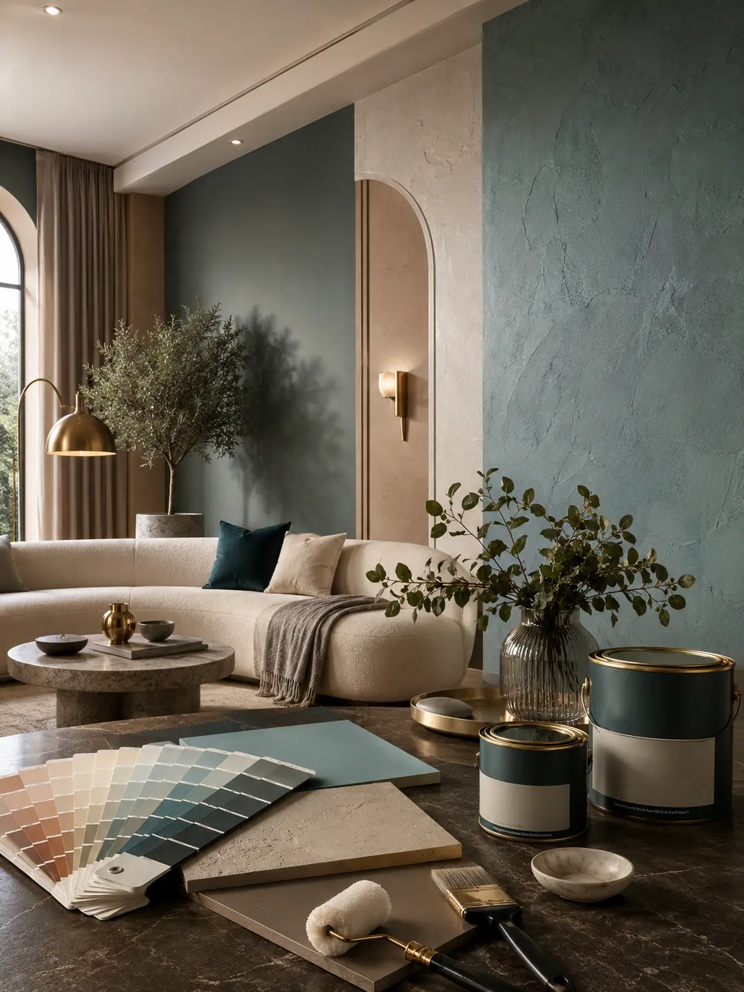 Premium interior paint finishes and colour samples