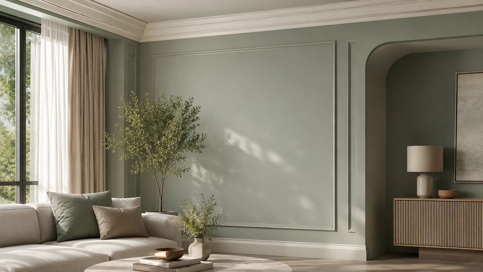 Refined living room with premium interior emulsion paint