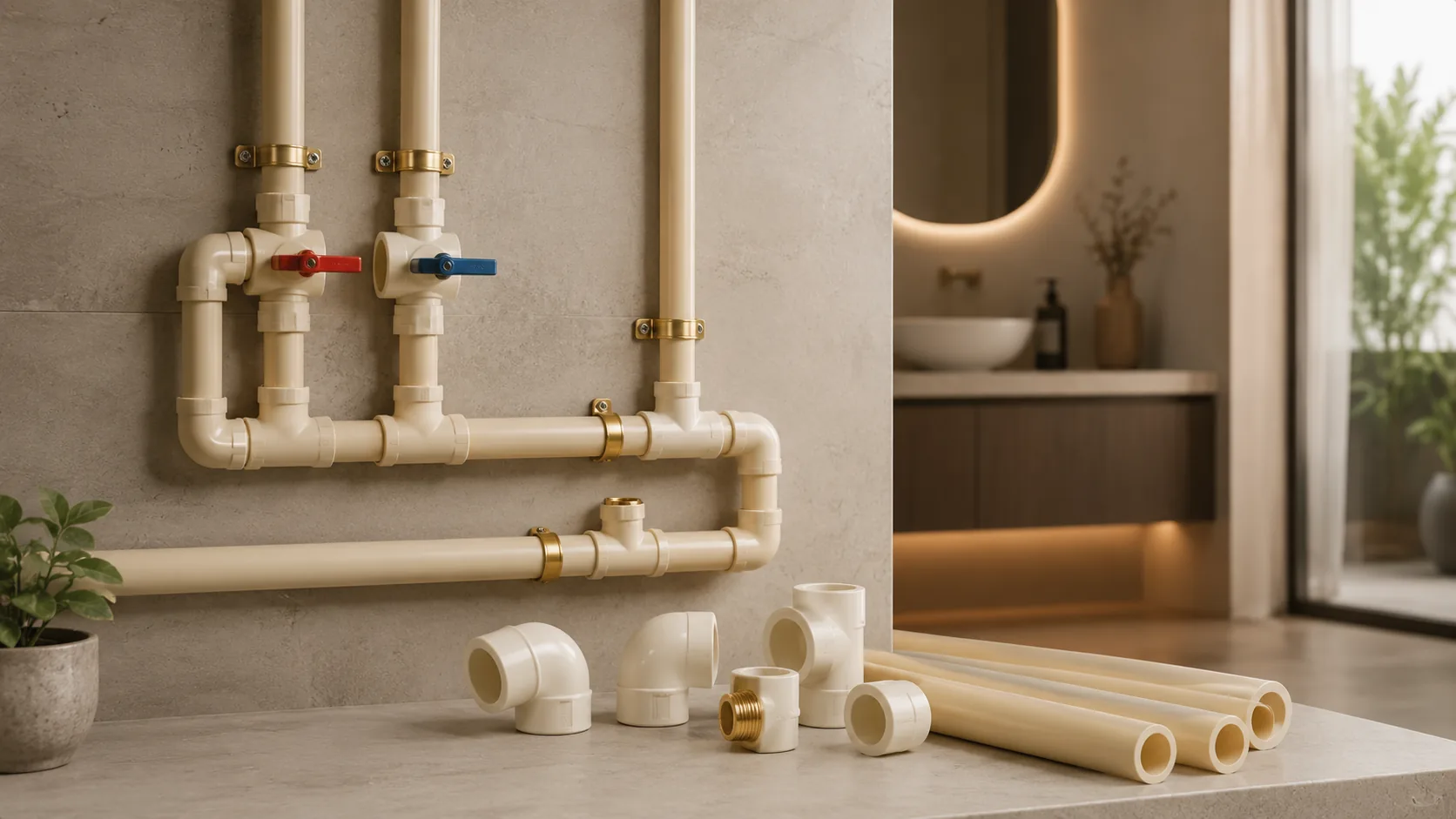 CPVC water supply pipes, valves and plumbing fittings