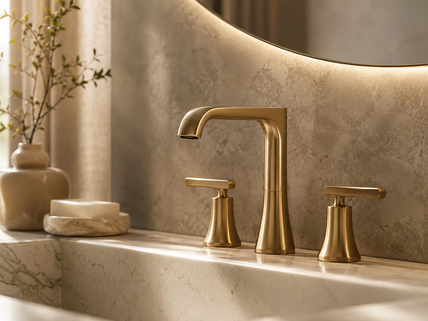 Premium basin faucet and mixer set in brushed metal